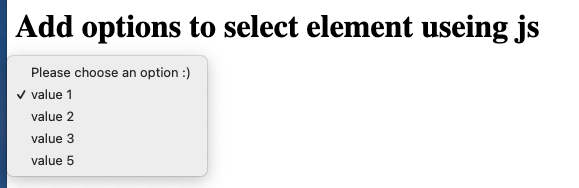 ejemplo agregar opciones a un elemento select