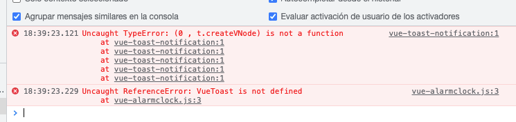error vuejs Uncaught TypeError: (0 , t.createVNode) is not a function